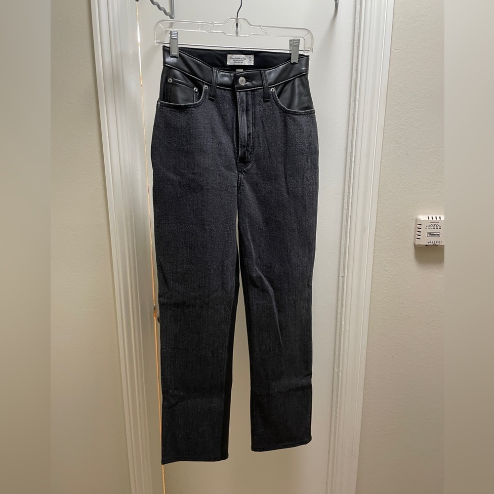 Abercrombie and Fitch leather and jean combo pants!